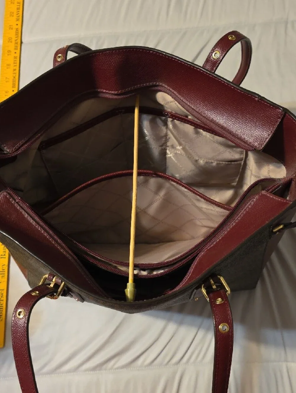 Michael Kors Brown and Burgundy Signature Tote